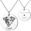 Personalized Pet Portrait Necklace Pet Memorial Jewelry Gift Customized Round Disc Photo Engraved Necklace Pet Gifts Dog Cat Necklace for Pet Lover, Dog Mom, Dog Dad