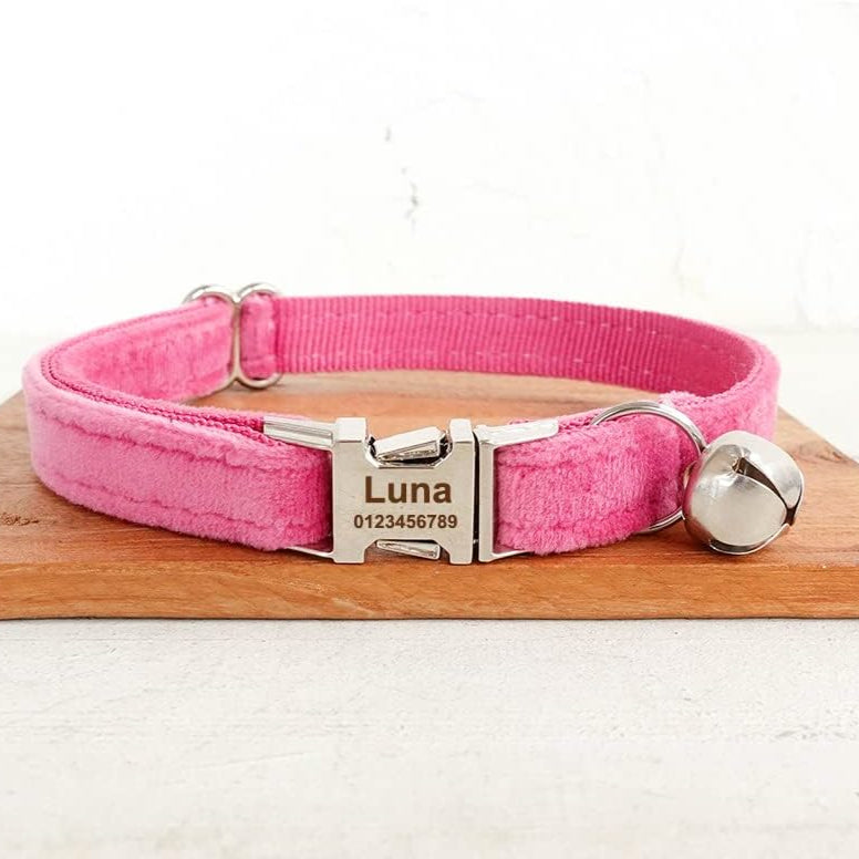 Cat Collar Personalized with Name Phone Number Engraved,Customized with Bell for Small Dogs Puppy Kitten