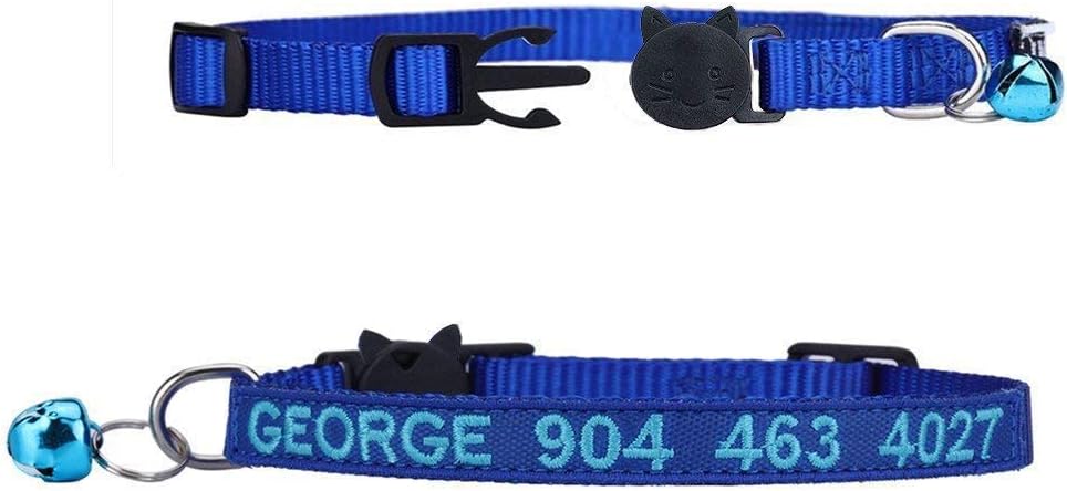 Cat Collar,Personalized Embroidered Nylon Cat ID Collars with Bell - Custom Text with Pet Name and Phone Number … (Cat Collar)