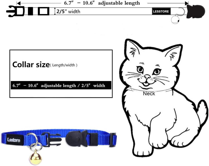 Personalized Nylon Cat Collar Breakaway with Bell - Custom Embroidered Text ID Collars with Pet Name and Phone Number