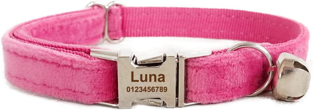 Cat Collar Personalized with Name Phone Number Engraved,Customized with Bell for Small Dogs Puppy Kitten