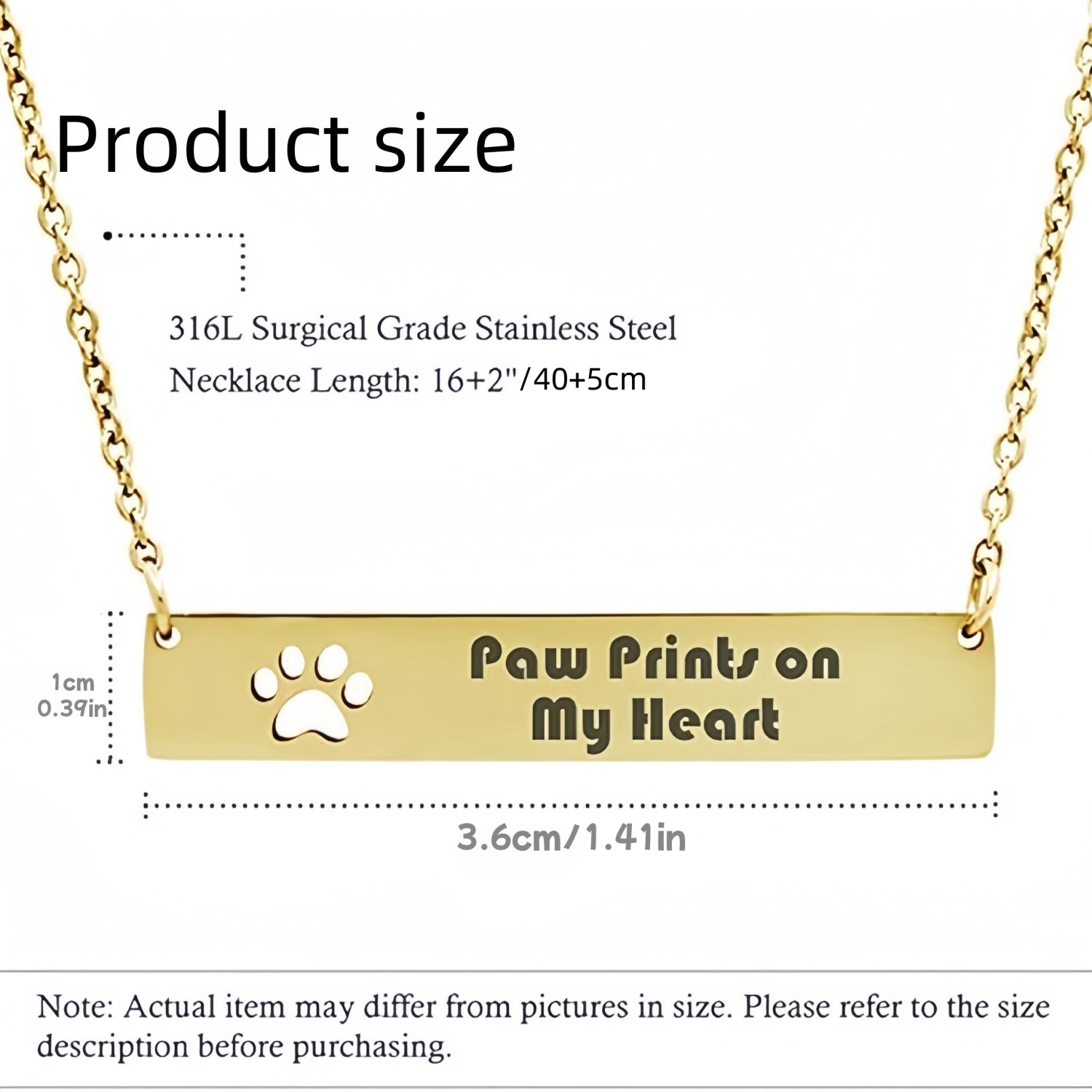 Personalised Dog Paw Print Bar Necklace for Pet Lovers