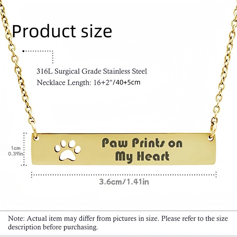 Personalised Dog Paw Print Bar Necklace for Pet Lovers