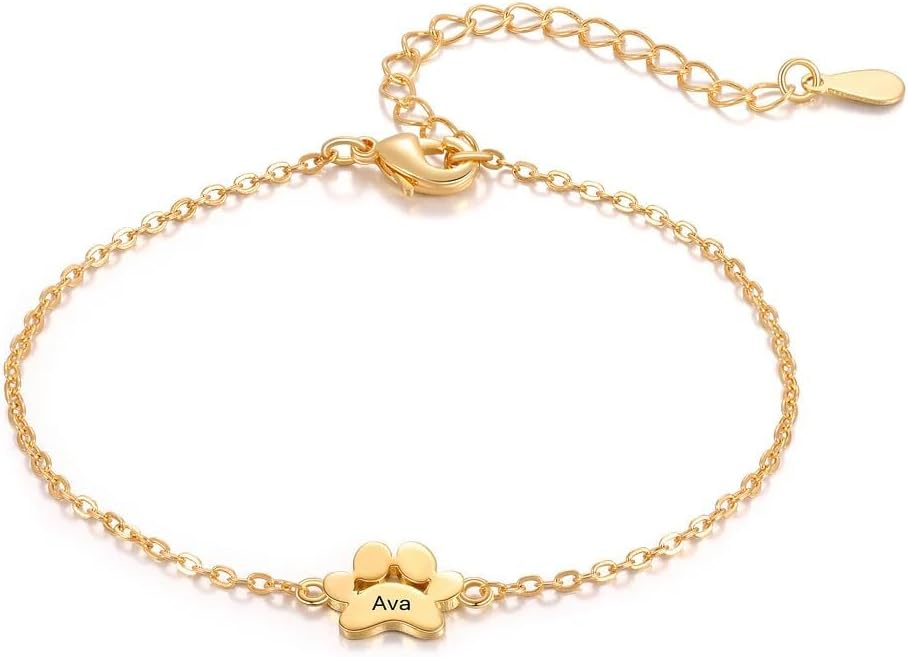 Personalized Pet Paw Bracelet with 1-5 Names