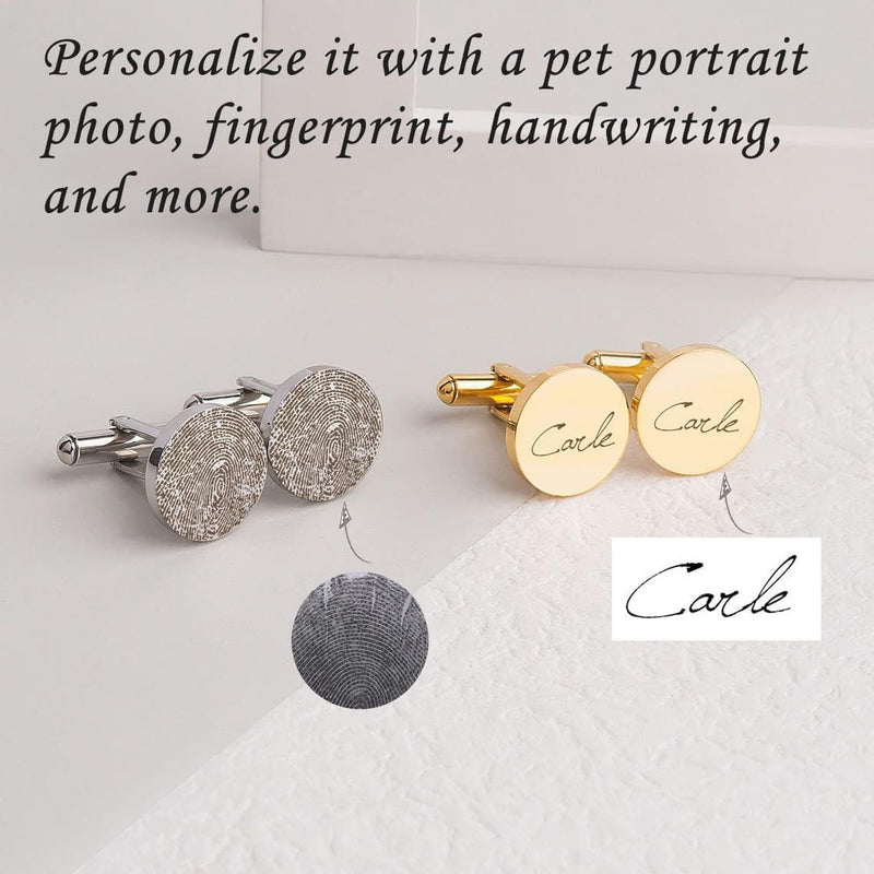 Anavia Pet Portrait & Handwriting Cufflinks Tie Clip Gift Box Set, Personalized Sketch Style Photo Engraving Men's Jewelry Accessories for Father Dad Brother Boyfriend Husband Wedding Birthday Gift