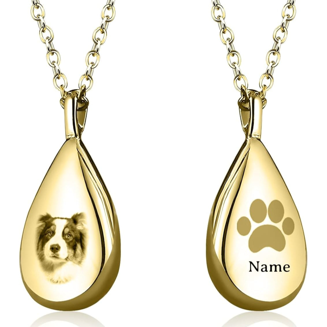 Personalized Pet Memorial Necklace with Custom Portrait & Ashes Holder