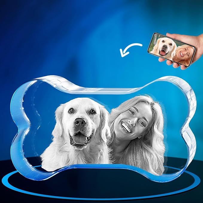 Personalized 3D Crystal Dog Memorial – Custom Photo Engraved Pet Paw Gift