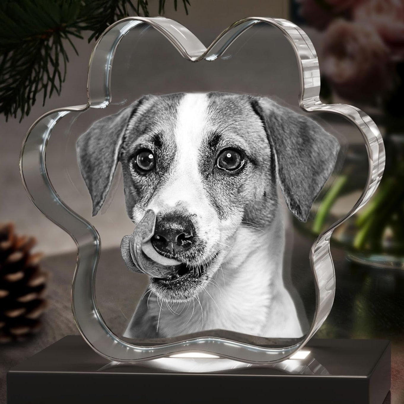 ArtPix 3D Crystal Photo, Personalized Dog Gift with Your Own Photo for Dog Lovers, Pet Owners, 3D Laser Etched Custom Picture, Engraved Crystal in Memory of Dog, Customized Memorial Gifts, 3D Pet Paw