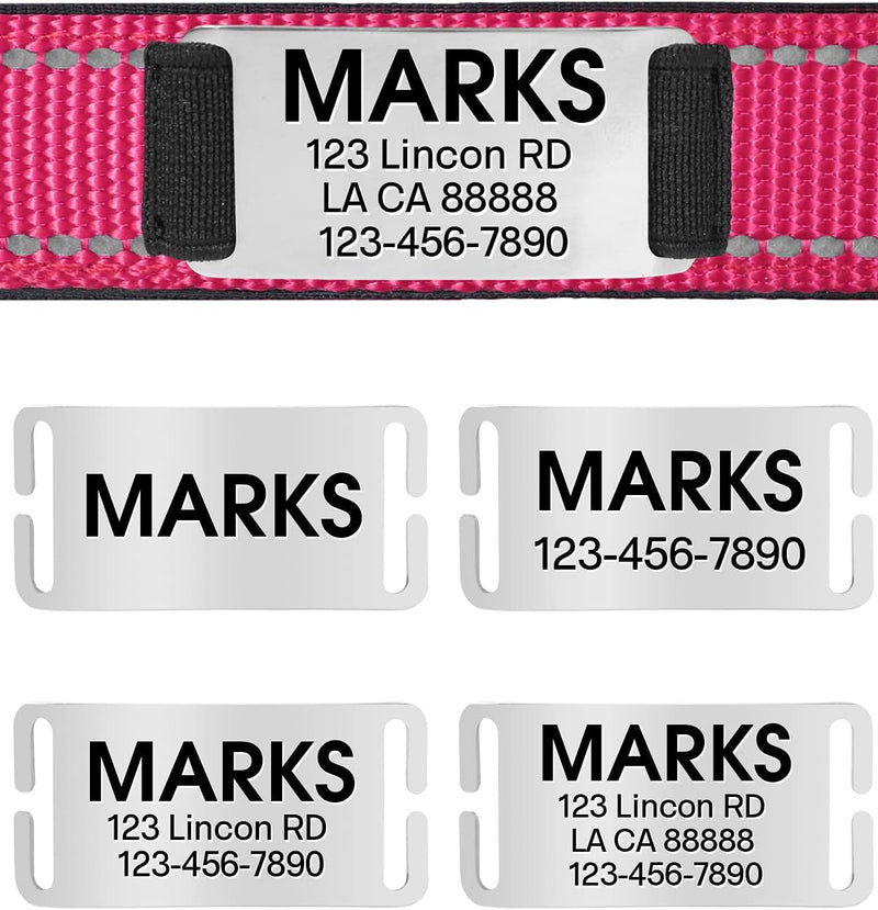 Joytale Personalized Dog Collars, Reflective Nylon Collar with Engraved Name Plate, Customized for Large Dogs, Hotpink, L