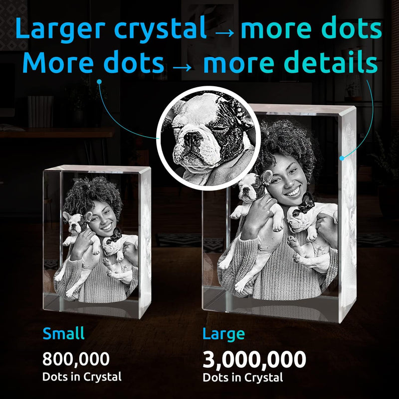 ArtPix 3D Crystal Photo, Personalized Dog Memorial Gifts with Your Own Photo for Dog Lovers, Pet Owners, 3D Laser Etched Picture, Engraved Crystal in Memory of Dog, Customized Gifts