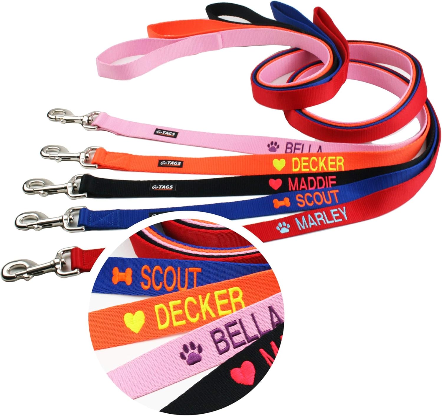 Personalized 6FT Dog Leash with Custom Name & Symbol