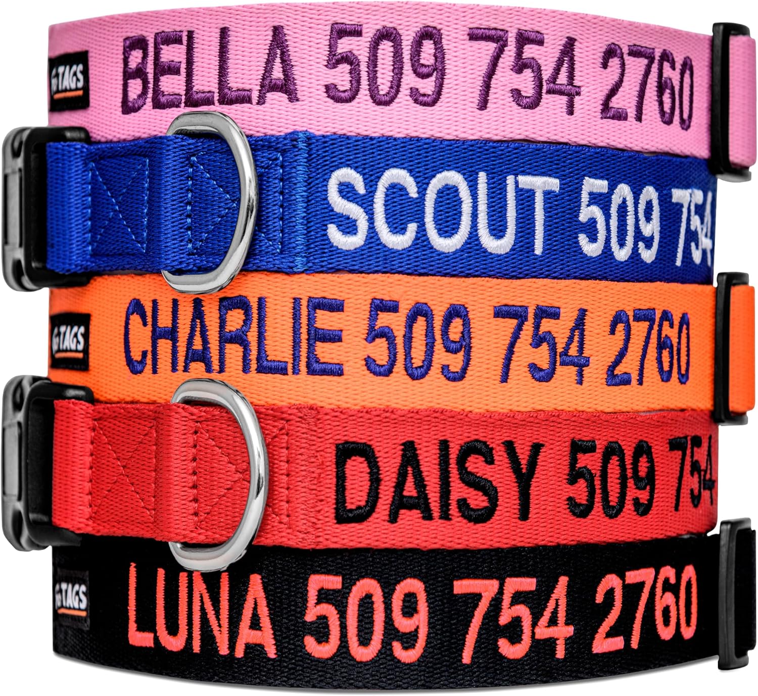 Personalized Dog Collar – Custom Name & Phone Number, Adjustable Sizes