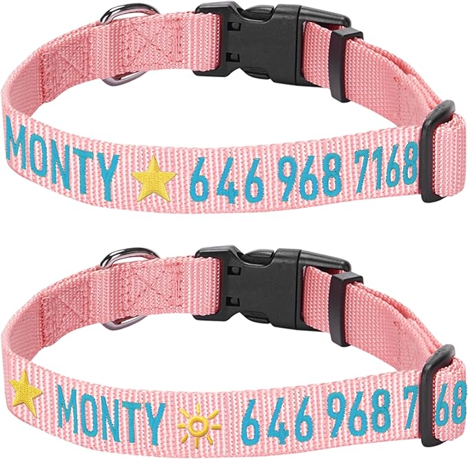 Custom Embroidered Dog Collar with Name & Phone Number