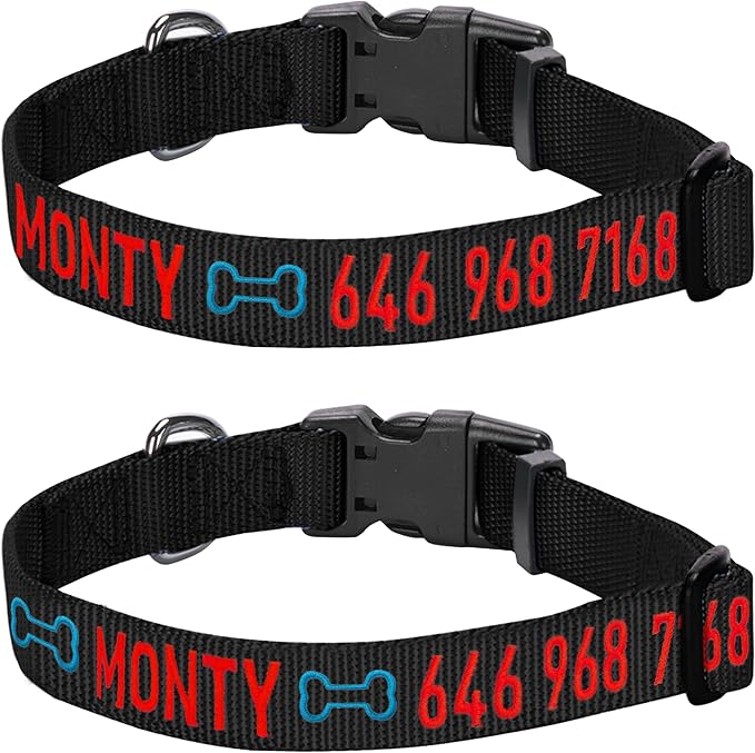 Custom Embroidered Dog Collar with Name & Phone Number