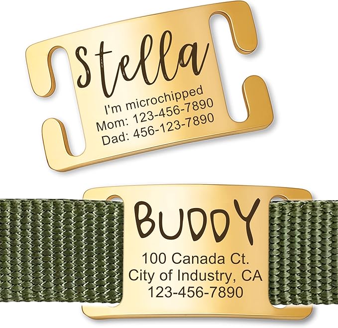 Customized Engraved Cat Dog Name Tags, Glossy Finish Chew-Proof