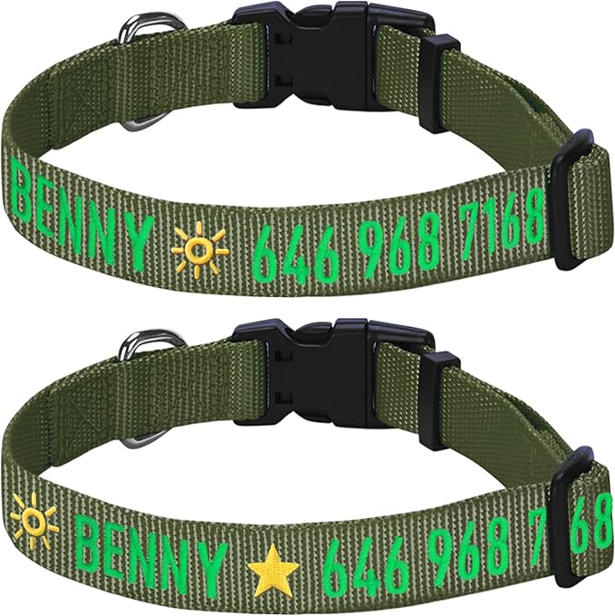 Custom Embroidered Dog Collar with Name & Phone Number