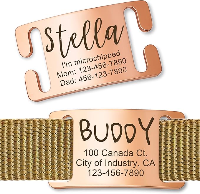 Customized Engraved Cat Dog Name Tags, Glossy Finish Chew-Proof