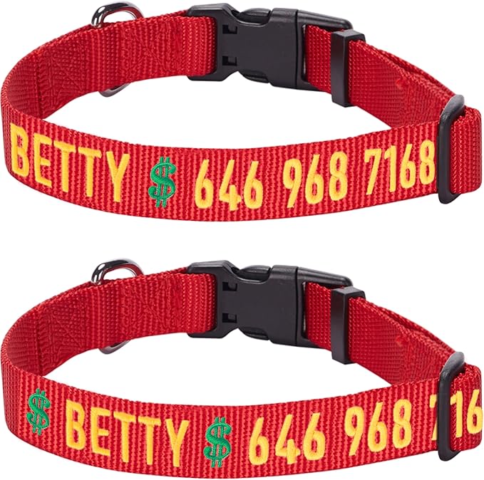 Custom Embroidered Dog Collar with Name & Phone Number