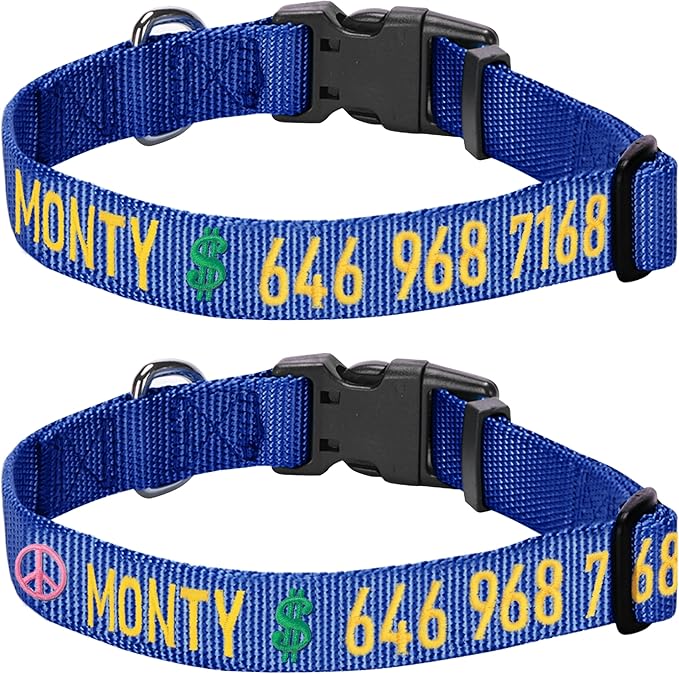 Custom Embroidered Dog Collar with Name & Phone Number