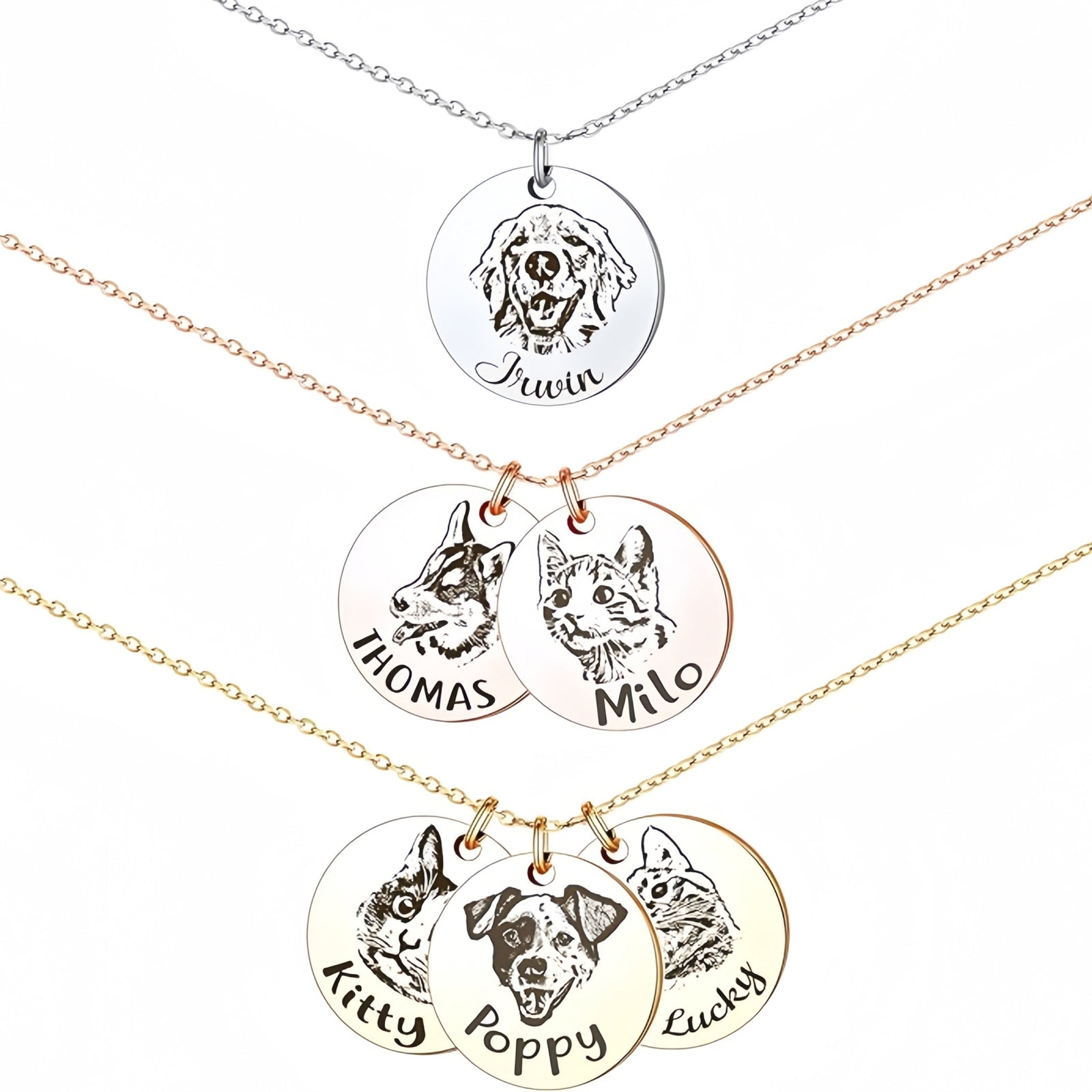 Personalised Pet Portrait Memorial Necklace